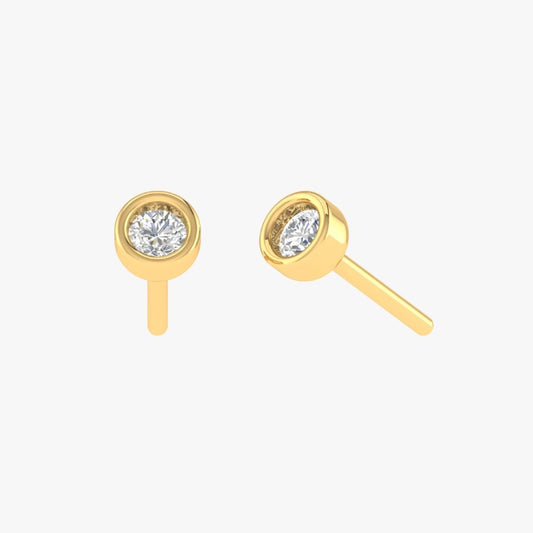 Round Bezel Solitaire Earrings
